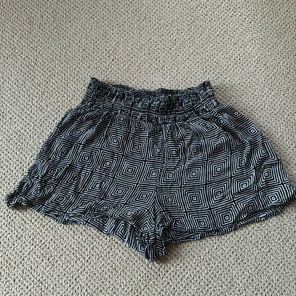 Out From Under For Urban Outfitters Black and White Square Print Shorts